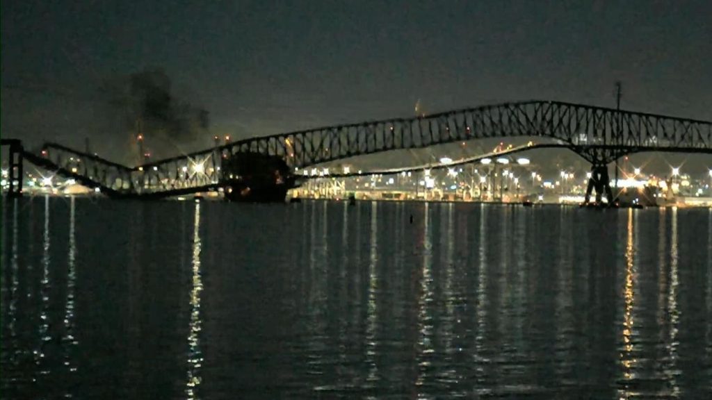 Container ship hits bridge in Baltimore